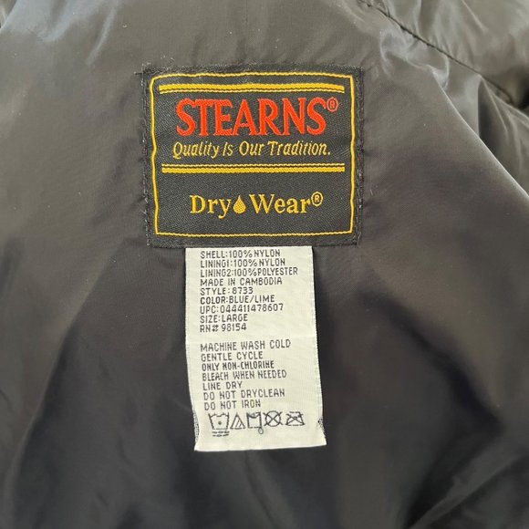 Stearns Dry Wear Windbreaker Windproof Jacket Coat Men's Size Large - Picture 4 of 6